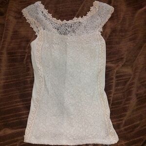 EXPRESS Lace Cap Sleeve Tank Top in Ivory